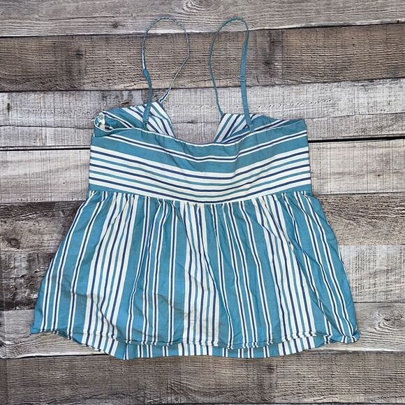 Madewell Blue White Striped Tie-Front Keyhole Cami Tank Top | Size 00 - Picture 6 of 7